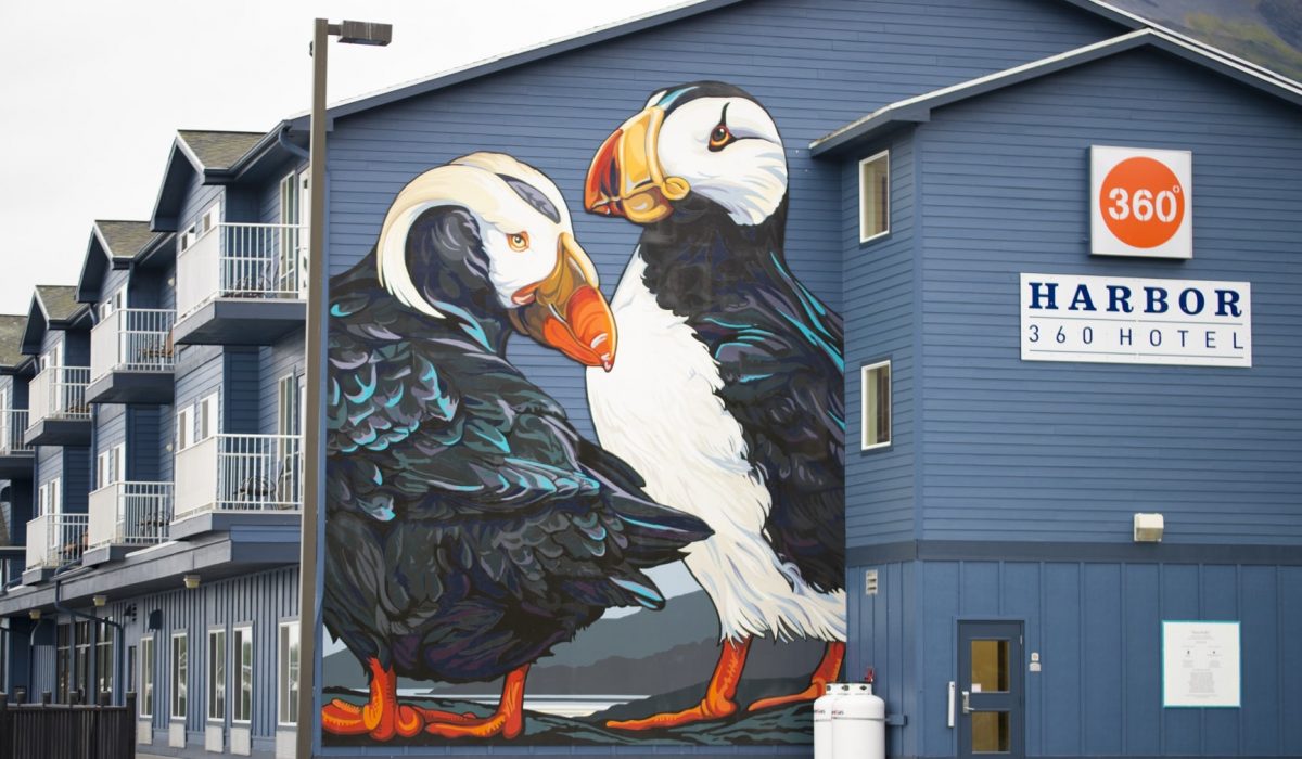 Puffins Mural at Harbor 360 Hotel